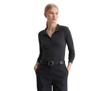 Langarm-Poloshirt MARC O'POLO, Damen, Gr. XS, deep night blau, Jersey, Obermaterial: 52% Baumwolle, 48% Modal, regular fit normal, Shirts, Jersey aus Organic-Cotton-Modal-Mix, regular fit (66246160-XS