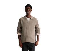 Langarm-Poloshirt MARC O'POLO DENIM "aus Bio-Baumwoll-Mix", Herren, Gr. L, dolphin, Obermaterial: 75% Baumwolle, 25% Polyamid, unifarben, regular fit, Rippbündchen, Shirts (74284044-L) dolphin