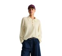 Langarm-Poloshirt MARC O'POLO DENIM "aus Bouclé-Garn", Damen, Gr. XL, beige (weiß blush), Obermaterial: 78% Schurwolle, 22% Polyamid, unifarben, relaxed fit, normaler Saum, Shirts (15460854-XL) weiß b