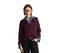 Langarm-Poloshirt MARC O'POLO DENIM "aus Bouclé-Garn", Damen, Gr. XL, lila (mahagony jam), Obermaterial: 78% Schurwolle, 22% Polyamid, unifarben, relaxed fit, normaler Saum, Shirts (51804137-XL) mahag