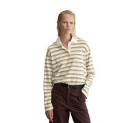 Langarm-Poloshirt MARC O'POLO DENIM "aus gestreiftem Heavy Jersey", Damen, Gr. L, light gelb, Obermaterial: 57% Baumwolle, 38% Viskose, 5% Elasthan, gestreift, relaxed fit, Shirts (43969636-L) light g