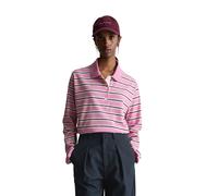 Langarm-Poloshirt MARC O'POLO DENIM "aus gestreiftem Single Jersey", Damen, Gr. XXL, light pink, Obermaterial: 100% Baumwolle, gestreift, relaxed fit, Shirts (91097521-XXL) light pink