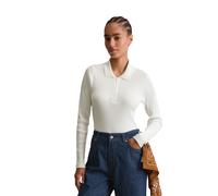 Langarm-Poloshirt MARC O'POLO DENIM "aus Organic Cotton-Stretch-Jersey", Damen, Gr. XL, weiß (silky weiß), Obermaterial: 100% Baumwolle, unifarben, gerade, Babylock, Shirts (56575334-XL) silky weiß