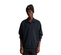 Langarm-Poloshirt MARC O'POLO DENIM, Herren, Gr. L, schwarz (schwarz navy), Jersey, Obermaterial: 96% Baumwolle, 4% Elasthan, relaxed fit normal, Bündchen, Shirts, Polo-Sweatshirt regular aus schwerem