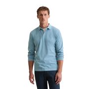 Langarm-Poloshirt MARC O'POLO, Herren, Gr. XL, blau dawn, Jersey, Obermaterial: 100% Baumwolle, Shirts Langarm-Poloshirt, im Washed-Look (74742610-XL)