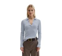 Langarm-Poloshirt MARC O'POLO "mit TENCEL™ Modal", Damen, Gr. M, grau horizon, Obermaterial: 52% Baumwolle, 48% Modal, unifarben, Basic, slim fit, Shirts (98283350-M) grau horizon