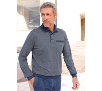 Langarm-Poloshirt MARCO DONATI "Langarm-Shirt", Herren, Gr. 56/58, blau (rauchblau, gemustert), 100% Baumwolle, gemustert, gestreift, Shirts (33606828-56) rauchblau, gemustert