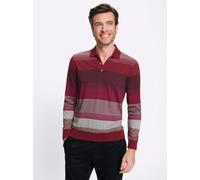 Langarm-Poloshirt MARCO DONATI "Langarm-Shirt", Herren, Gr. 56/58, dunkelrot, steingrau, gestreift, 100% Baumwolle, gemustert, gestreift, Shirts (77534551-56) dunkelrot, steingrau, gestreift
