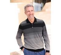 Langarm-Poloshirt MARCO DONATI "Langarm-Shirt", Herren, Gr. 56/58, schwarz, anthrazit, gestreift, 100% Baumwolle, gemustert, gestreift, Shirts (15869020-56) schwarz, anthrazit, gestreift