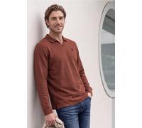 Poloshirt STREET ONE MEN, Herren, Gr. XXL (46), braun (raw copper rot), Web, 50% Baumwolle, 48% Polyester, 2% Elasthan, unifarben, normal normal, hoch geschlossener Ausschnitt, abgesteppt, Shirts, mit