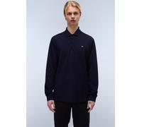 Langarm-Poloshirt NAPAPIJRI "EALIS LS 1", Herren, Gr. S, blau (blu marine), Web, Obermaterial: 100% Baumwolle, unifarben, klassisch normal, Rundhals, angeschnitten,eingesetzt,Ärmel ohne Ärmelschlitz a