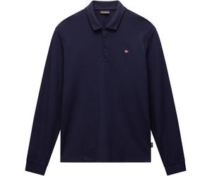Langarm-Poloshirt NAPAPIJRI "EALIS LS 1", Herren, Gr. S, blau (blu marine), Web, Obermaterial: 100% Baumwolle, unifarben, klassisch normal, Rundhals, angeschnitten,eingesetzt,Ärmel ohne Ärmelschlitz a