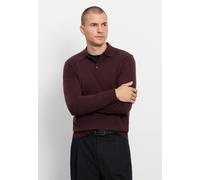 Langarm-Poloshirt OLYMP "OLYMP Casual Strick, Polo langarm", Herren, Gr. L, braun (bordeaux), 100% Schurwolle, Shirts (95718936-L) bordeaux