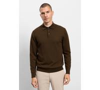 Langarm-Poloshirt OLYMP "OLYMP Casual Strick, Polo langarm", Herren, Gr. M, braun (schwarz, braun), 100% Schurwolle, Shirts (88476105-M) schwarz, braun