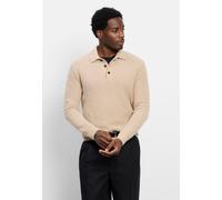 Langarm-Poloshirt OLYMP "OLYMP Casual Strick, Polo langarm", Herren, Gr. S, beige (hellbeige), 39% Baumwolle, 30% Wolle, 15% Polyacryl, 15% Polyamid, 1% Elasthan, Shirts (73162339-S) hellbeige