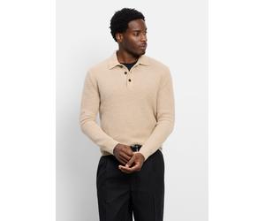 Langarm-Poloshirt OLYMP "OLYMP Casual Strick, Polo langarm", Herren, Gr. XL, beige (hellbeige), 39% Baumwolle, 30% Wolle, 15% Polyacryl, 15% Polyamid, 1% Elasthan, Shirts (73162339-XL) hellbeige