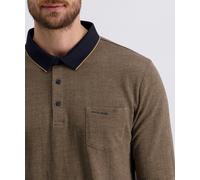 Langarm-Poloshirt PIERRE CARDIN, Herren, Gr. M, lark, Jersey, Obermaterial: 100% Baumwolle, normal normal, abgesteppt, Shirts Langarm-Poloshirt, mit Fischgratmuster (51699931-M)