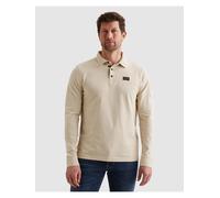 Langarm-Poloshirt PME LEGEND, Herren, Gr. M, bone weiß, Web, Obermaterial: 95% Baumwolle, 5% Elasthan, unifarben, regular fit normal, ohne Ausschnitt, Rippbündchen, Shirts, mit Logo Stickerei (9990715