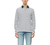Ringel-Poloshirt aus Heavy Jersey mit Webkragen XL weiß|blau 2181972.01G2.XL