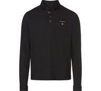 Poloshirt MARCO DONATI "Langarm-Shirt", Herren, Gr. 48/50, braun (schwarz, cognac, gemustert), 95% Baumwolle, 5% Elasthan, gemustert, gestreift, Shirts (96109234-48) schwarz, cognac, gemustert