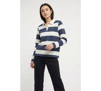 Langarm-Poloshirt SOYACONCEPT "SC-BARNI 48", Damen, Gr. M, navy combi, Jersey, Obermaterial: 48% Modal, 48% Polyester, 4% Elasthan, geringelt, gestreift, regular fit normal, Rundhals, Shirts (46980152