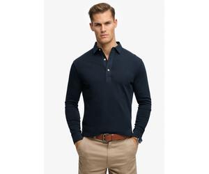 Langarm-Poloshirt SUPERDRY "CLASSIC RUGBY TOP", Herren, Gr. S, blau (deep navy), Single Jersey, Obermaterial: 100% Baumwolle, unifarben, relaxed fit normal, Rundhals, Bündchen, Shirts, aus Baumwolle u