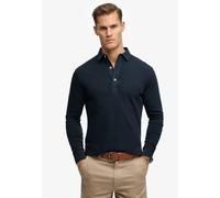 Langarm-Poloshirt SUPERDRY "CLASSIC RUGBY TOP", Herren, Gr. XL, blau (deep navy), Single Jersey, Obermaterial: 100% Baumwolle, unifarben, relaxed fit normal, Rundhals, Bündchen, Shirts, aus Baumwolle