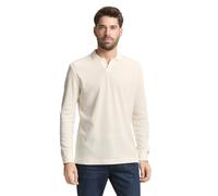 Langarm-Poloshirt TOM TAILOR, Herren, Gr. 3XL, gardenia weiß, Web, Obermaterial: 60% Baumwolle, 40% Polyester, unifarben, regular fit normal, ohne Ausschnitt, Bündchen, Shirts, mit Logo Stickerei (301