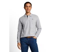 Langarm-Poloshirt TOM TAILOR, Herren, Gr. L, grau (light stone grau melange), Jersey, Obermaterial: 95% Baumwolle, 5% Viskose, bestickt, unifarben, regular fit normal, Rundhals, Bündchen, Shirts, mit