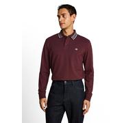 Langarm-Poloshirt TOM TAILOR, Herren, Gr. M, braun (pear rot navy two tone), Single Jersey;Piqué, Obermaterial: 98% Baumwolle, 2% Elasthan, bestickt, unifarben mit Farbeinsatz, regular fit hüftbedecke