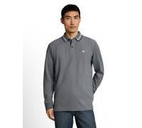 Langarm-Poloshirt TOM TAILOR, Herren, Gr. XL, grau (indigo blau mint two tone), Single Jersey;Piqué, Obermaterial: 98% Baumwolle, 2% Elasthan, bestickt, unifarben mit Farbeinsatz, regular fit hüftbede