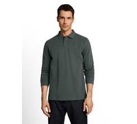 Langarm-Poloshirt TOM TAILOR, Herren, Gr. XXL, grün (schwarzest olive), Single Jersey, Obermaterial: 60% Baumwolle, 40% Polyester, unifarben, regular fit hüftbedeckend, Rundhals, abgesteppte Kante, Sh