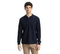 Langarm-Poloshirt TOM TAILOR, Herren, Gr. XXL, sky captain blau, Web, Obermaterial: 60% Baumwolle, 40% Polyester, unifarben, regular fit normal, ohne Ausschnitt, Bündchen, Shirts, mit Logo Stickerei (