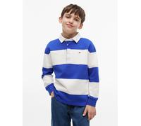 Langarm-Poloshirt TOMMY HILFIGER, Mädchen, Gr. 14 (164), blau (noble blau stripe), Single Jersey, Obermaterial: 100% Baumwolle, gestreift, regular fit normal, Rundhals, eingesetzt gerader Abschluss, S