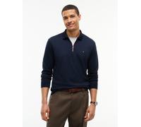 Langarm-Poloshirt TOMMY HILFIGER "LIQUID COTTON ZIP REGULAR", Herren, Gr. L, blau (navy blau), Shirts (46542259-L) navy blau