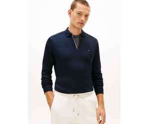 Langarm-Poloshirt TOMMY HILFIGER "LIQUID RWB ZIP", Herren, Gr. L, blau (desert sky), Jersey, Obermaterial: 100% Baumwolle, regular fit normal, Shirts, Polokragen mit Reißverschluss, regular fit (99757