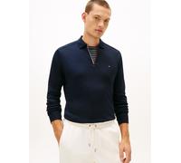 Langarm-Poloshirt TOMMY HILFIGER "LIQUID RWB ZIP", Herren, Gr. XL, blau (desert sky), Jersey, Obermaterial: 100% Baumwolle, regular fit normal, Shirts, Polokragen mit Reißverschluss, regular fit (9975