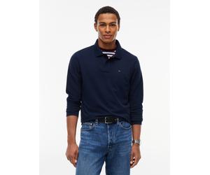 Langarm-Poloshirt TOMMY JEANS "REGULAR POLO", Herren, Gr. XXL, dunkelblau, Jersey, Obermaterial: 100% Baumwolle, unifarben, regular fit normal, Rundhals, eingesetzt Rippstrickbündchen, Shirts, Regular