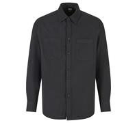 Langarm-Poloshirt URBAN CLASSICS "Urban Classics Herren Flanell Shirt", Herren, Gr. L, schwarz, 100% Baumwolle, unifarben, normal, amerikanischer Ausschnitt, Shirts (73772343-L) schwarz