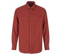 Langarm-Poloshirt URBAN CLASSICS "Urban Classics Herren Flanell Shirt", Herren, Gr. XXL, rot (schwarzrust), 100% Baumwolle, unifarben, normal, amerikanischer Ausschnitt, Shirts (75076510-XXL) schwarzr