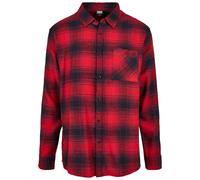 Langarm-Poloshirt URBAN CLASSICS "Urban Classics Herren Oversized Checked Grunge Shirt", Herren, Gr. L, schwarz, rot, 100% Baumwolle, kariert, oversize, amerikanischer Ausschnitt, Shirts (76791362-L) 