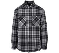 Langarm-Poloshirt URBAN CLASSICS "Urban Classics Herren Padded Checked Shirt Jacket", Herren, Gr. XL, schwarz, weiß, 65% Polyester, 35% Baumwolle, kariert, oversize, amerikanischer Ausschnitt, Shirts