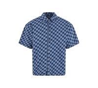Urban Classics Herren TB6694-Laser Check Printed Boxy Shirt Hemd, bluelasercheck, XL