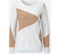 Langarm-Pullover ecru-camel-meliert 52