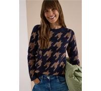 Rundhalspullover CECIL, Damen, Gr. L (42), urban dunkelblau, Web, 67% Polyester, 33% Baumwolle, gemustert, normal normal, Rundhals, abgesteppt, Pullover Rundhalspullover, aus softem Materialmix (85301