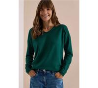 Strickpullover CECIL, Damen, Gr. S (38), grün (schwarz fir grün), Feinstrick, 50% Viskose, 28% Polyester, 22% Polyamid, unifarben, comfort fit normal, V-Ausschnitt, Bündchen, Pullover Strickpullover,