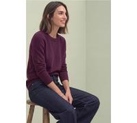 Strickpullover STREET ONE, Damen, Gr. 36, lila (berry maroon meliert), Feinstrick, 37% Baumwolle, 34% Polyacryl, 26% Polyester, 3% Elasthan, unifarben, regular fit normal, Rundhals, Bündchen, Pullover