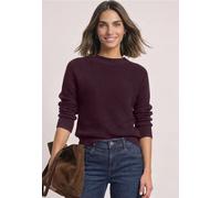 Strickpullover STREET ONE, Damen, Gr. 34, berry plum, Stoff, 30% Polyester, 29% Polyacryl, 21% Viskose, 20% Polyamid, unifarben, regular fit normal, hoch geschlossener Ausschnitt, Bündchen, Pullover S