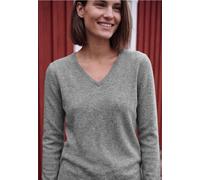 Strickpullover CECIL, Damen, Gr. 3XL (48), grau (sporty grau melange), Web, 37% Baumwolle, 34% Polyacryl, 26% Polyester, 3% Elasthan, unifarben, normal normal, V-Ausschnitt, Rippbündchen, Pullover Str