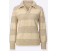 Strickpullover CREATION L "Pullover", Damen, Gr. 40, beige (sand), 45% Polyamid, 30% Polyester, 20% Polyacryl, 5% Viskose, unifarben, Pullover Strickpullover (84829830-40) sand